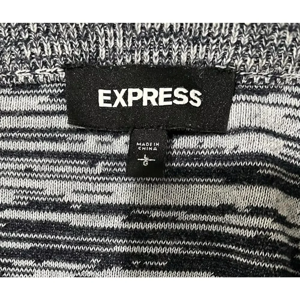 Express Sweater Size Large Gray Cream Striped Oversized